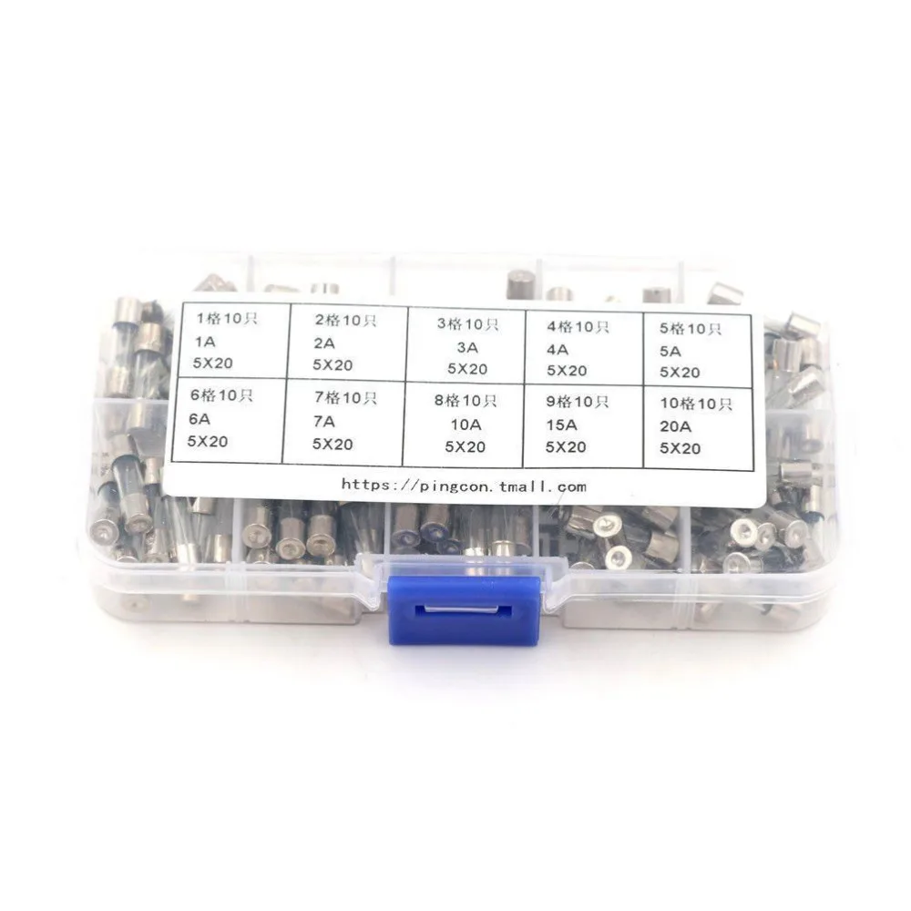 100pcs/Lot Glass Fuse Fast Blow 1A 2A 3A 4A 5A 6A 7A 10A 15A 20A 5mm x 20mm Tube Fuses Kit | Обустройство дома