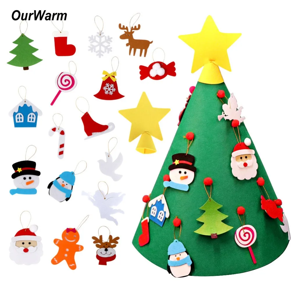 

OurWarm 3D DIY Felt Christmas Tree Kids Gifts Toys Artificial Xmas New Year Christmas Decorations Hanging Ornaments for Home