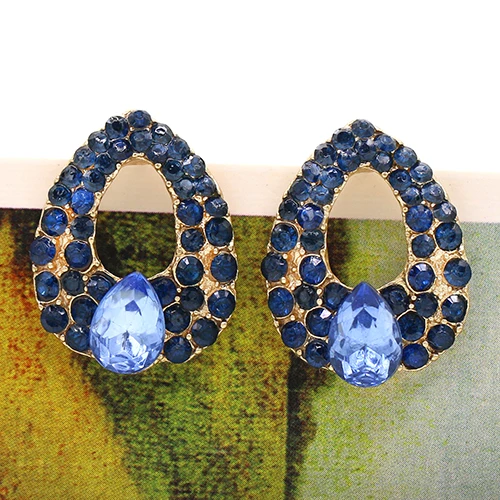 Роскошные темпераментные женские серьги с синими кристаллами гвоздики в форме