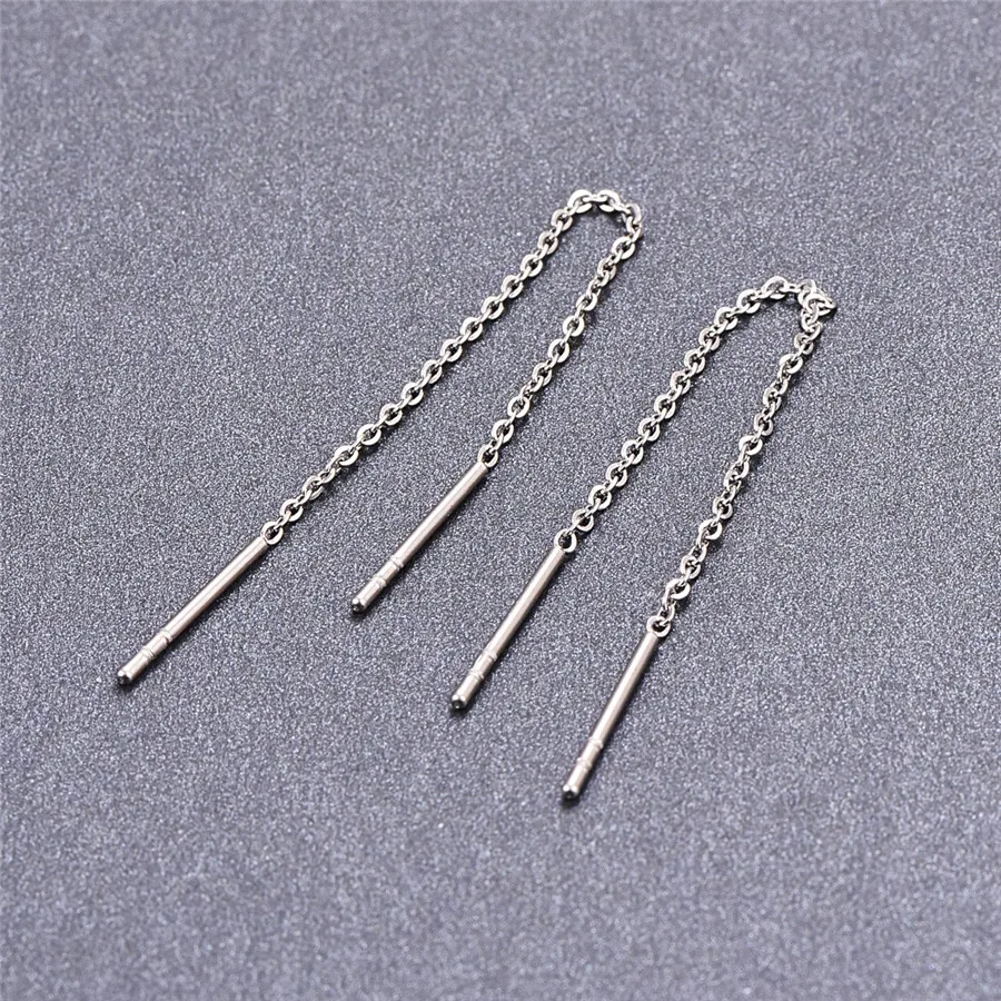 Женские серьги пусеты Martick из нержавеющей стали золотого цвета с цепочкой E175|fashion