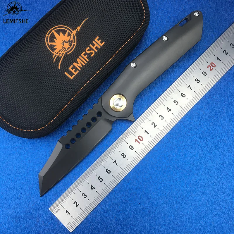 Складной нож LEMIFSHE MT Warhound Flipper лезвие D2 титановая ручка TC4 для кемпинга охоты