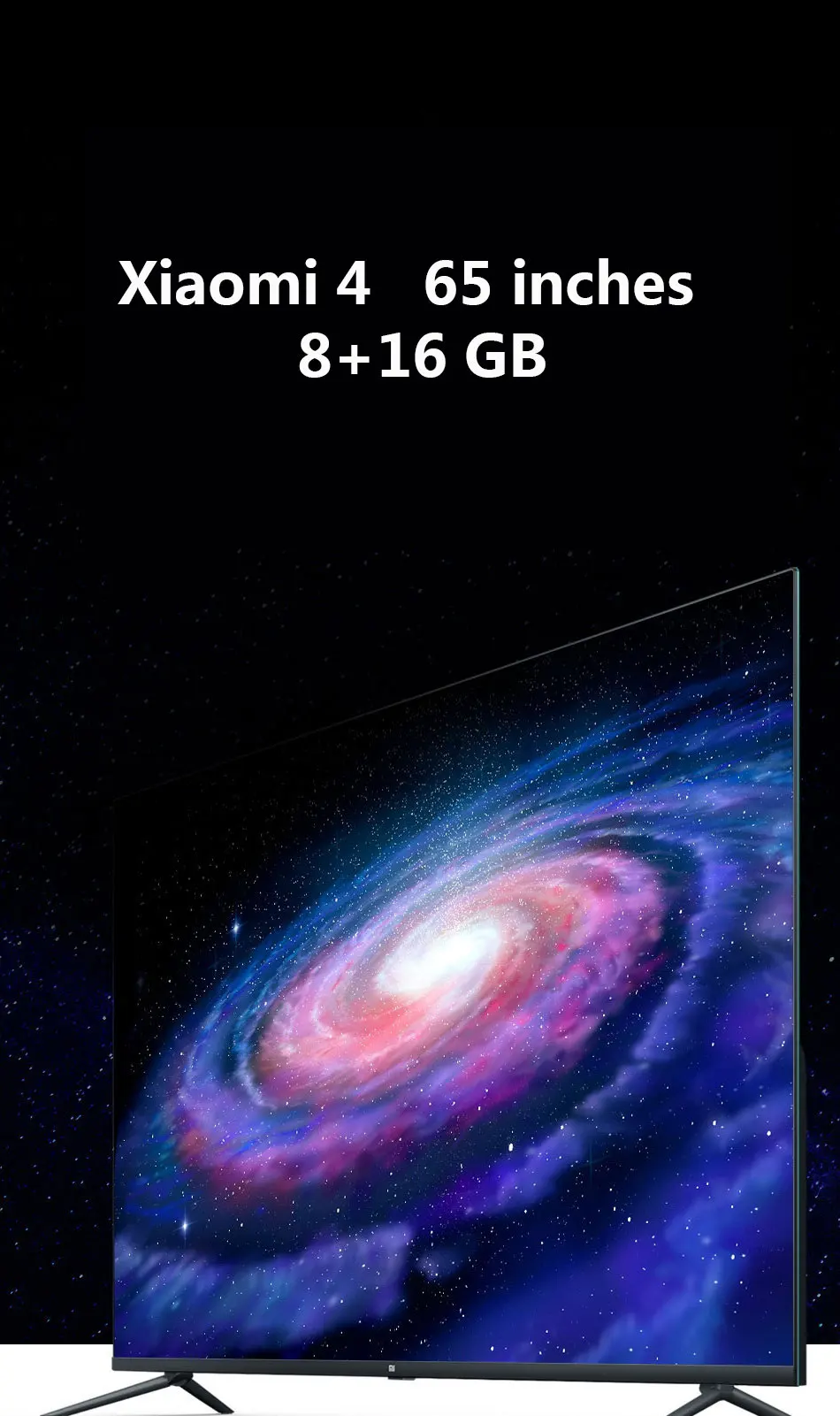 Xiaomi tv 4 65 дюймов 4K Smart tv 3840x2160 новейший ультратонкий экран без рамки 3 ГБ 32 ГБ Dolby Atmos tv