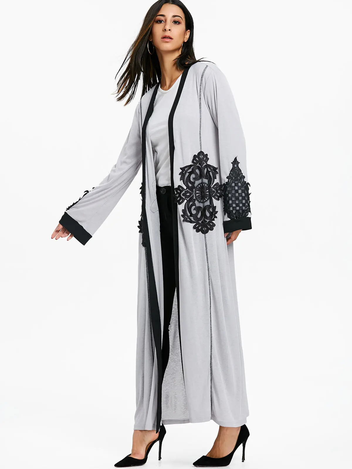 Женское длинное пальто VESTLINDA повседневный Тренч с кружевной вставкой спереди