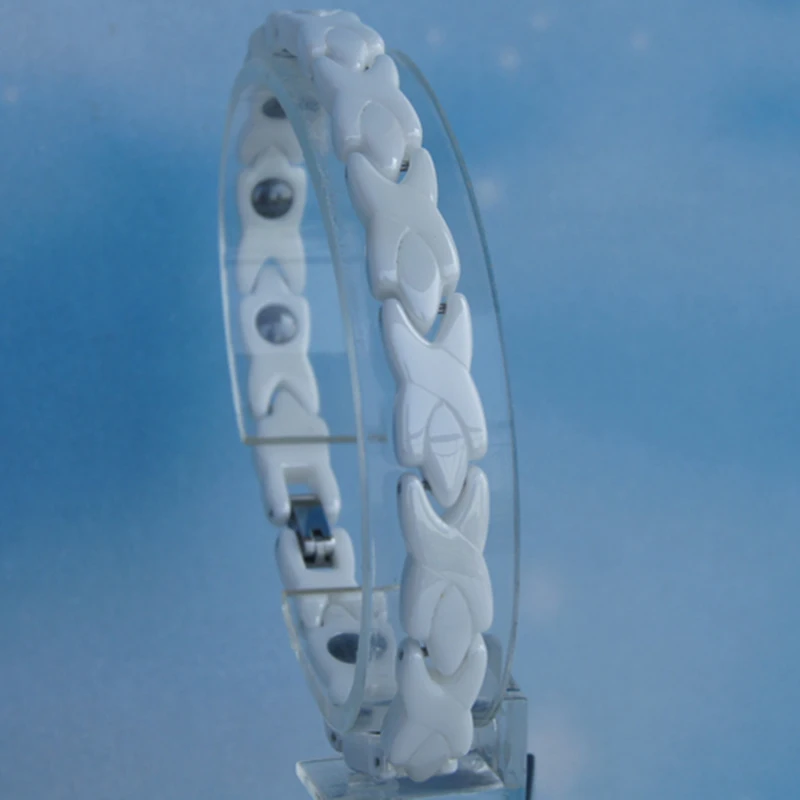 

white fashion X design hi tech scratch proof magnetic ceramic bracelets bangles