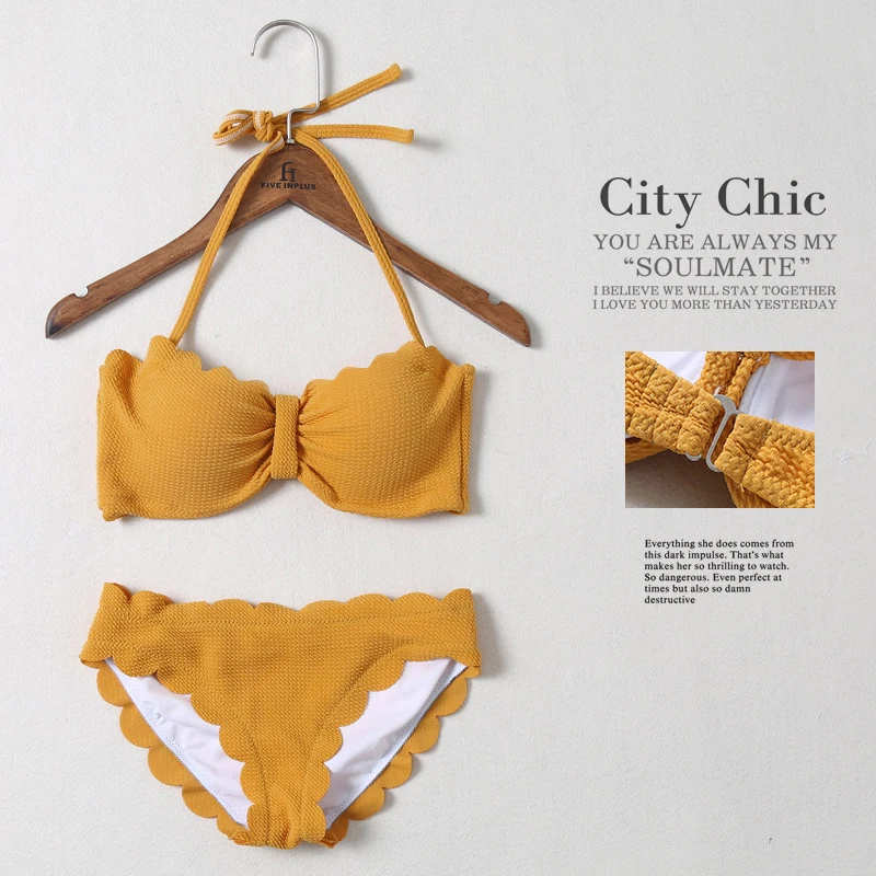 Сексуальный женский купальник с волнистым краем новый черный пуш ап из двух