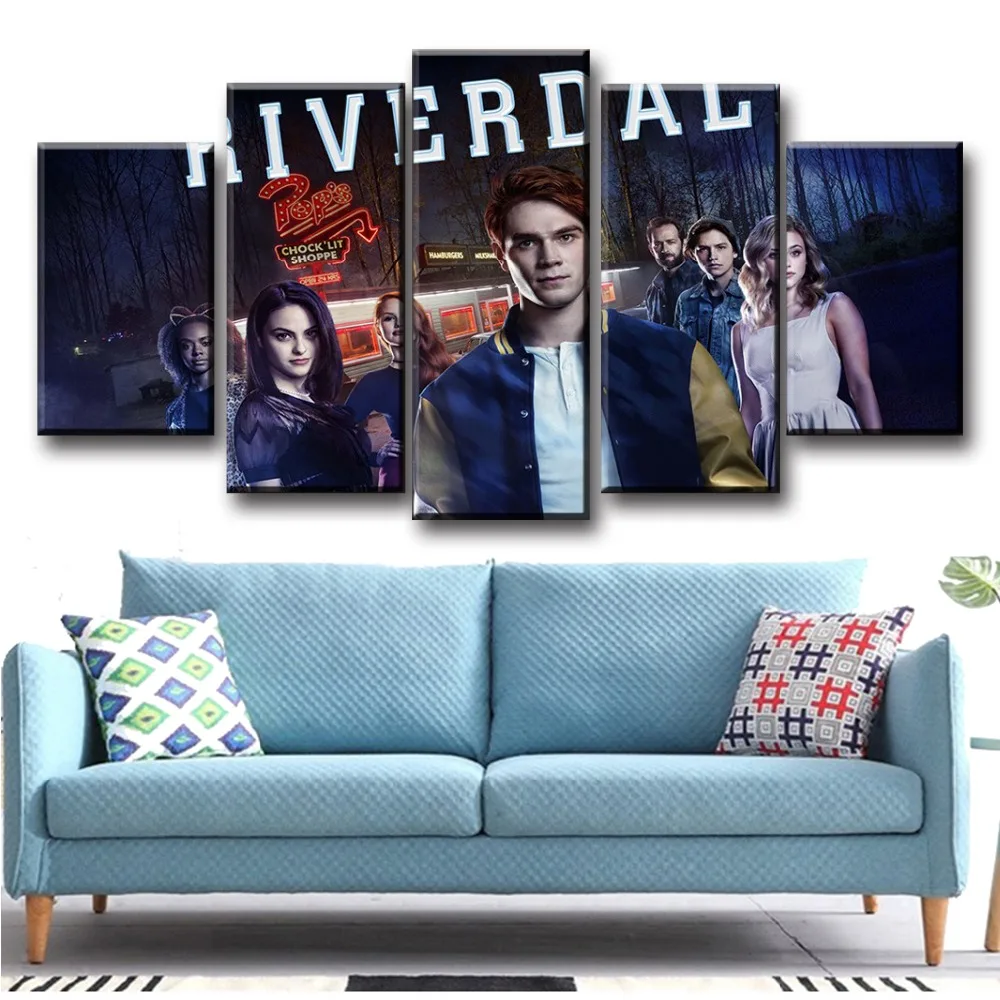 Картина на холсте 5 шт. синяя Настенная картина Постер ривердейл для гостиной