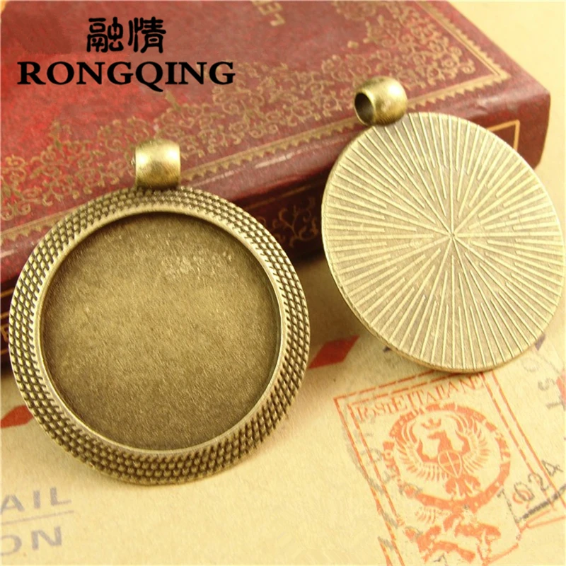 

RONGQING Simple Round Cabochon Base 25mm Pendant Blanks Setting 30pcs/lot Pendant Jewelry Accessories