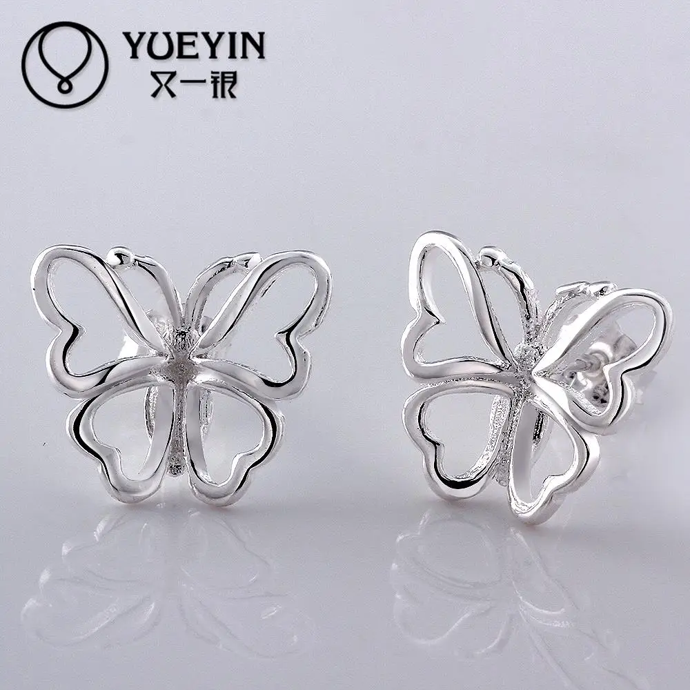 Серьги гвоздики женские посеребренные с бабочками|jewelry fresh|jewelry adhesivejewelry gilt |