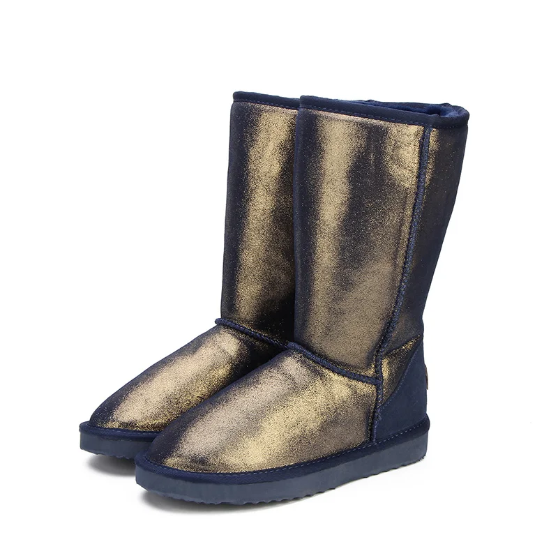 Navy Blue MBR FORCE/женские зимние сапоги из высококачественной натуральной кожи; высокие зимние сапоги из водонепроницаемого материала; теплые женские высокие сапоги; Цвет Черный; американские размеры 3-13 - Цвет: Navy Blue
