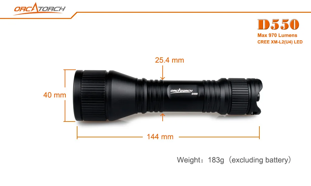 ORCATORCH D550 светодиодный погружения светильник CREE XML2 светодиодный 970lm Дайвинг светильник светодиодный запасной светильник светодиодный подводная вспышка светильник 150 м под водой