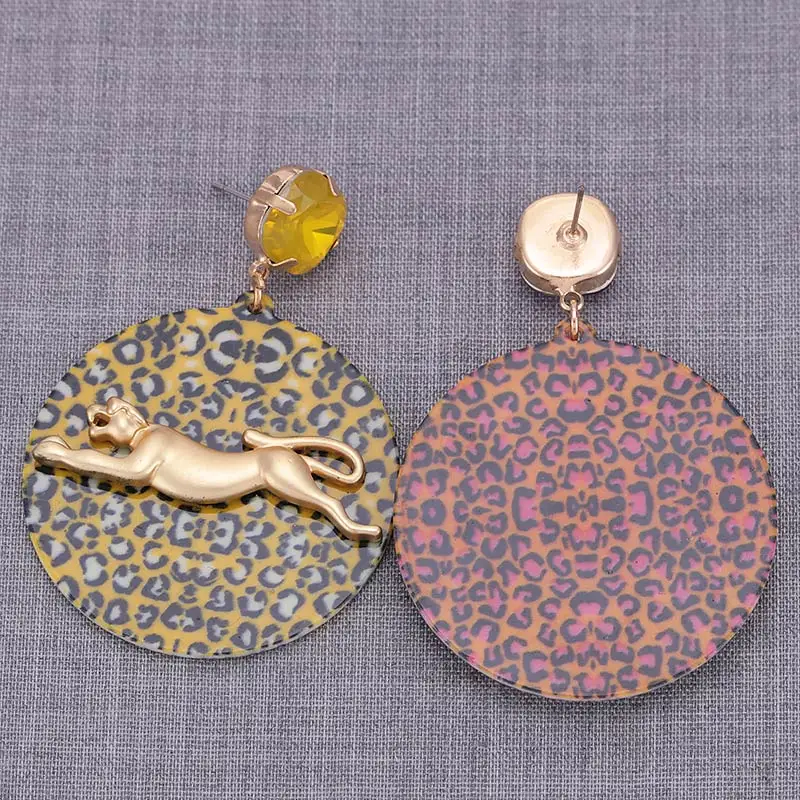 Sehuoran leopard Boho Oorbellen Смола серьги для Для женщин круглый Pendientes Модные украшения