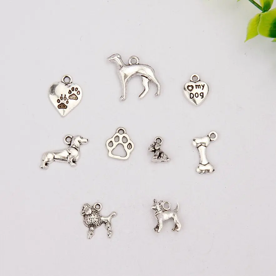 100 шт. хит продаж модные Античные Серебристые подвески с принтом в виде собачьих