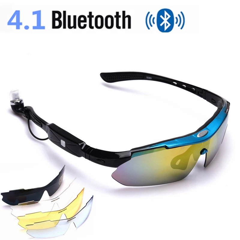

4.1 Stereo Bluetooth Smart Glasses Sports Headphones Glasses Five Lens Set Outdoor cycling bicycle bike sports glasses