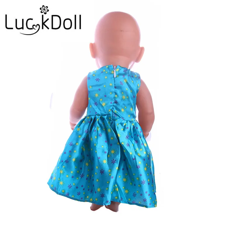 LUCKDOLL синее фиолетовое платье с бантом размер 18 дюймов американский 43 см Детская