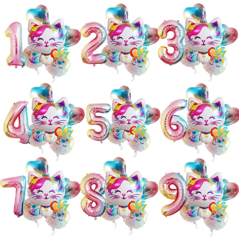 6 шт. фольгированный шар в виде единорога кота|Воздушные шары и аксессуары| |