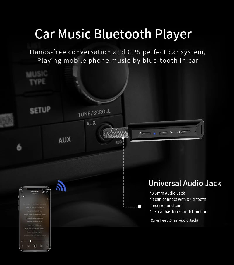 Aux bluetooth приемник Проводная переменная Беспроводная гарнитура конвертер автомобильный aux аудио музыкальный плеер Bluetooth hands-free вызов