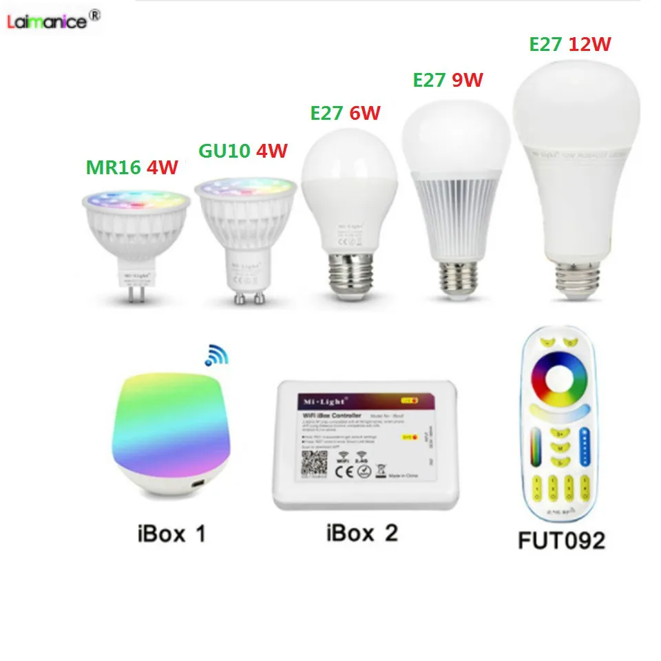 Milight 2 4 г Вт 5 6 9 12 E14 GU10 E27 MR16 RGB CCT RGBW/RGBWW светодиодный лампы и Zone РФ Пульт