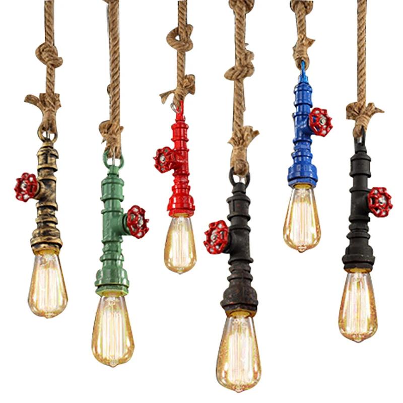 Цветной винтажный подвесной ретро светильник в стиле лофт индустрии железная