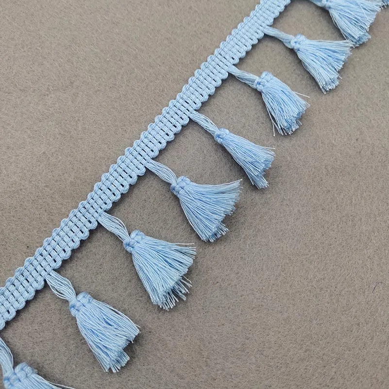 Light Blue 2 ярда кружевная лента Белая бахрома с кисточками хлопковое этническое кружевное шитье лента для латинских платьев сценическая одежда занавеска декоративная сделай сам - Цвет: Light Blue