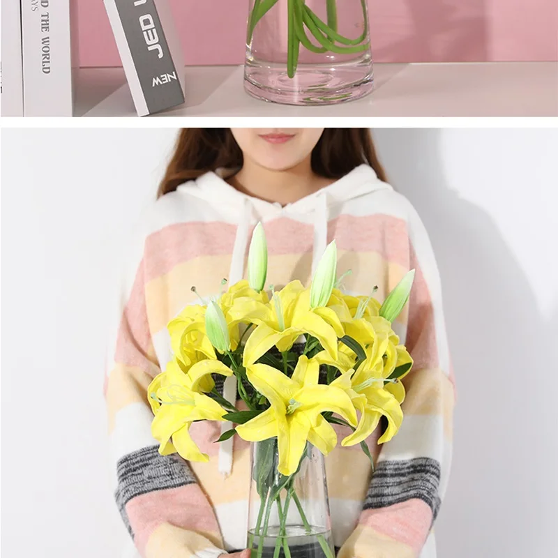 Xuanxiaotong большой искусственный PU Lilium цветы для дома декоративные наилучшие пожелания для мамы подарок настольные украшения высокое качество