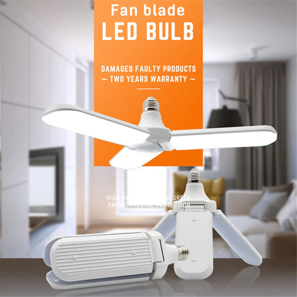 

E27 LED Light Bulb with 228 Leds Fan Blades Folding Light Support Radar Sensor Corridor LED Lamp Lampara for Outdoor Garage Shop