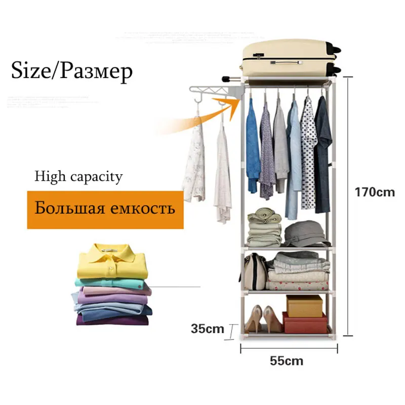 

Clothing Rack Home Floor Coat Hanger Bedroom Modern Metal Foldable ClothesStorage Shelf Living Room Furniture Simple Coat Rack
