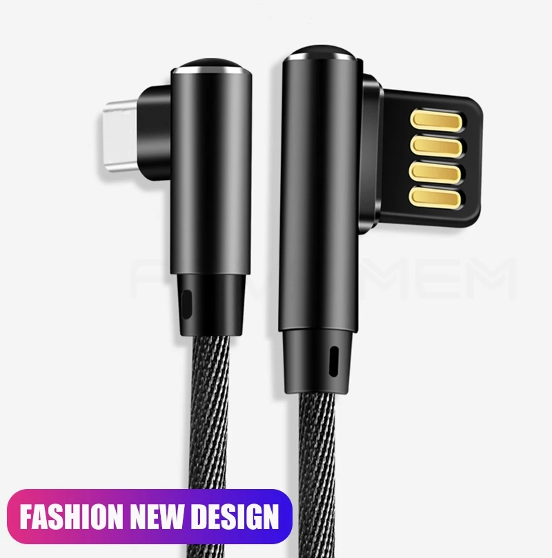 Frvsimem USB C Type кабель для передачи данных Портативный 90 градусов двойной Type-C прочный