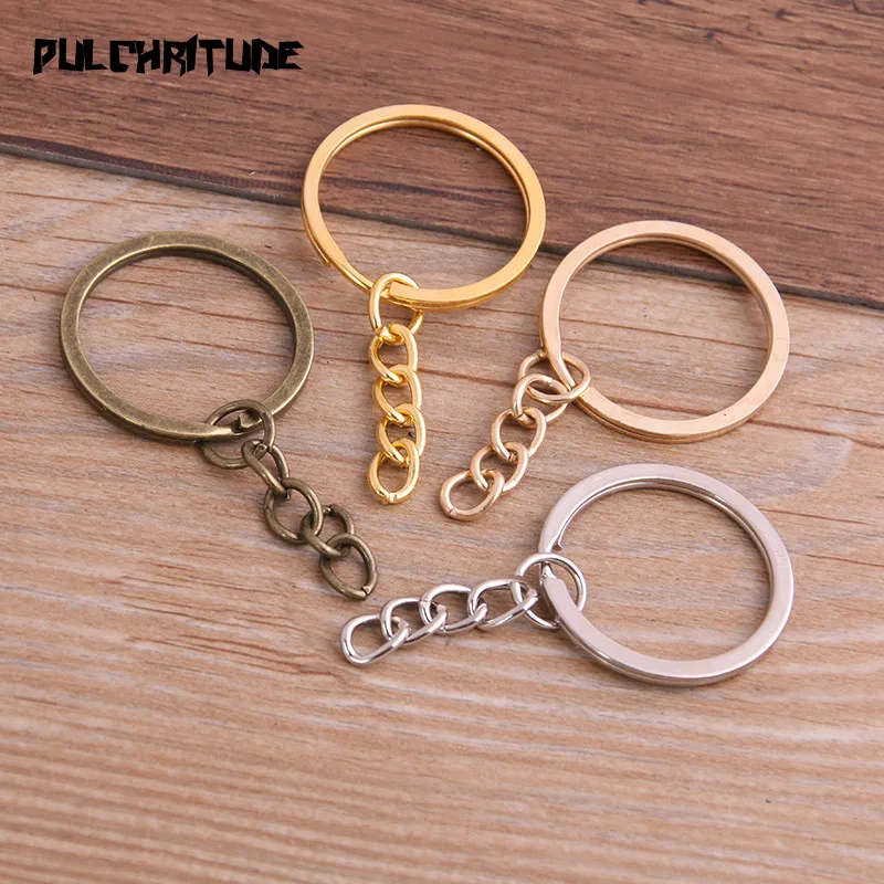 

10pcs Key Ring Key Chain 4 Colors Plated 25mm Long Round Split Keychain Keyrings Wholesale