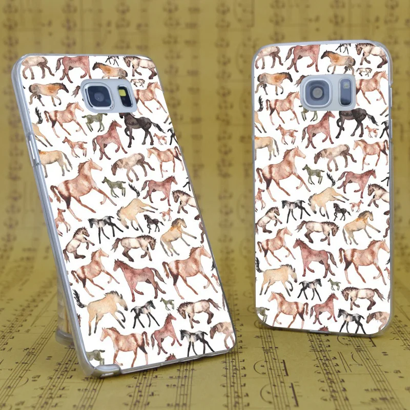 DREAM FOX B1712 Horses Ponies Equine Transparent Hard PC Case Cover For Samsung Galaxy S 4 5 6 7 8 Mini Edge Plus Note 3 |