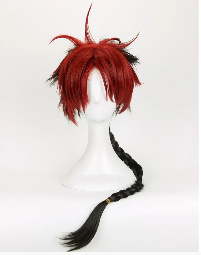 Парик Seraph of the End Crowley Eusford в стиле аниме черный красный плетеный косплей парик + |