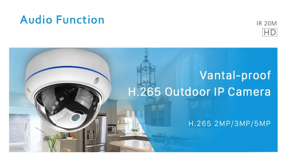 2MP 3MP 5MP аудио H265 IP Камера 2,8 мм Антивандальная 48V POE Камера Onvif P2P обнаружения движения RTSP по электронной почте, спровоцированное перемещением POE CCTV купольная Камера