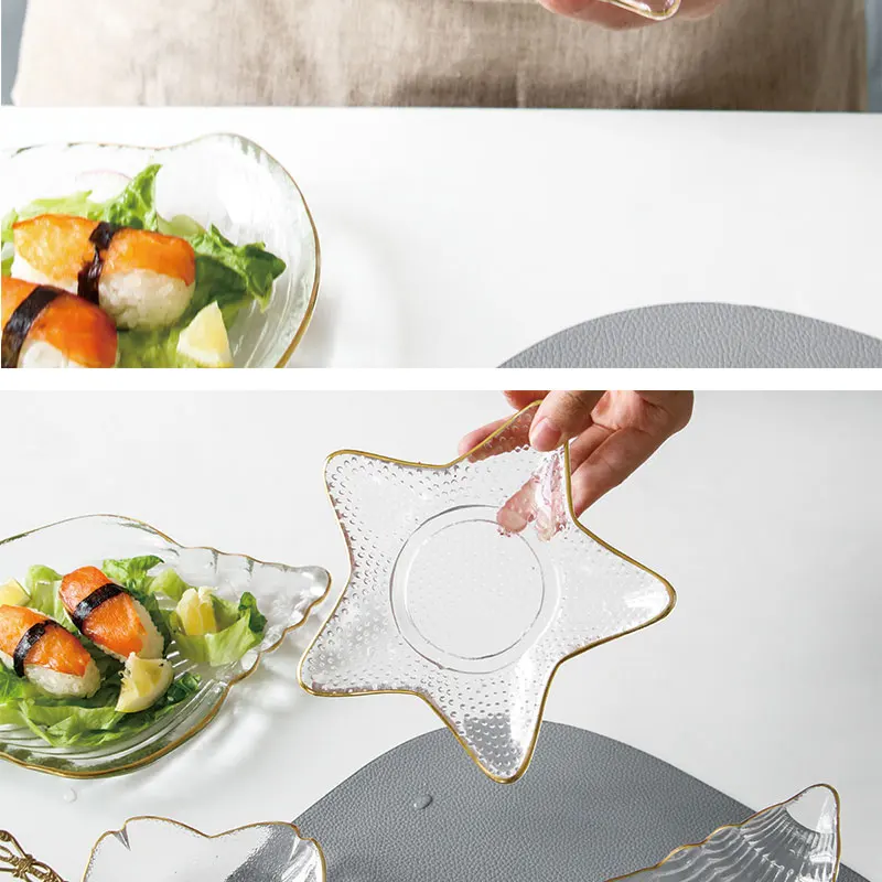 Ins style Phnom Penh glass tableware creative marine series plate sushi candy salad dessert conch plate