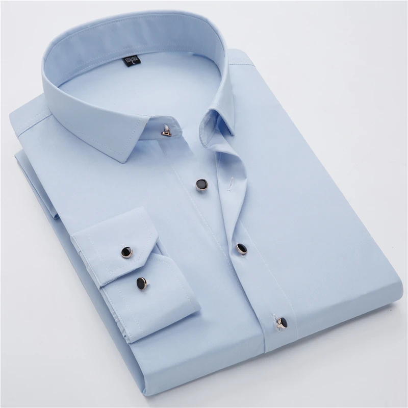 2018 Fashion Mens Dress Shirts Big Sizes 3XL 4XL non-iron Slim Fit Red Shirt Men Colorful Long Sleeve Black DT348 | Мужская одежда