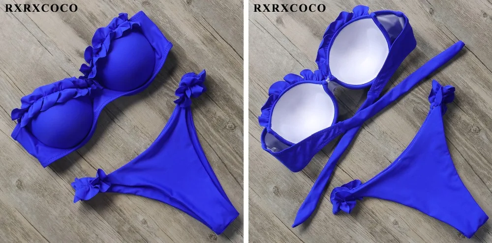 RXRXCOCO, сексуальный пуш-ап бикини, женский купальник,, бандо, пляжная одежда, бразильский комплект бикини, купальник, купальный костюм, купальники