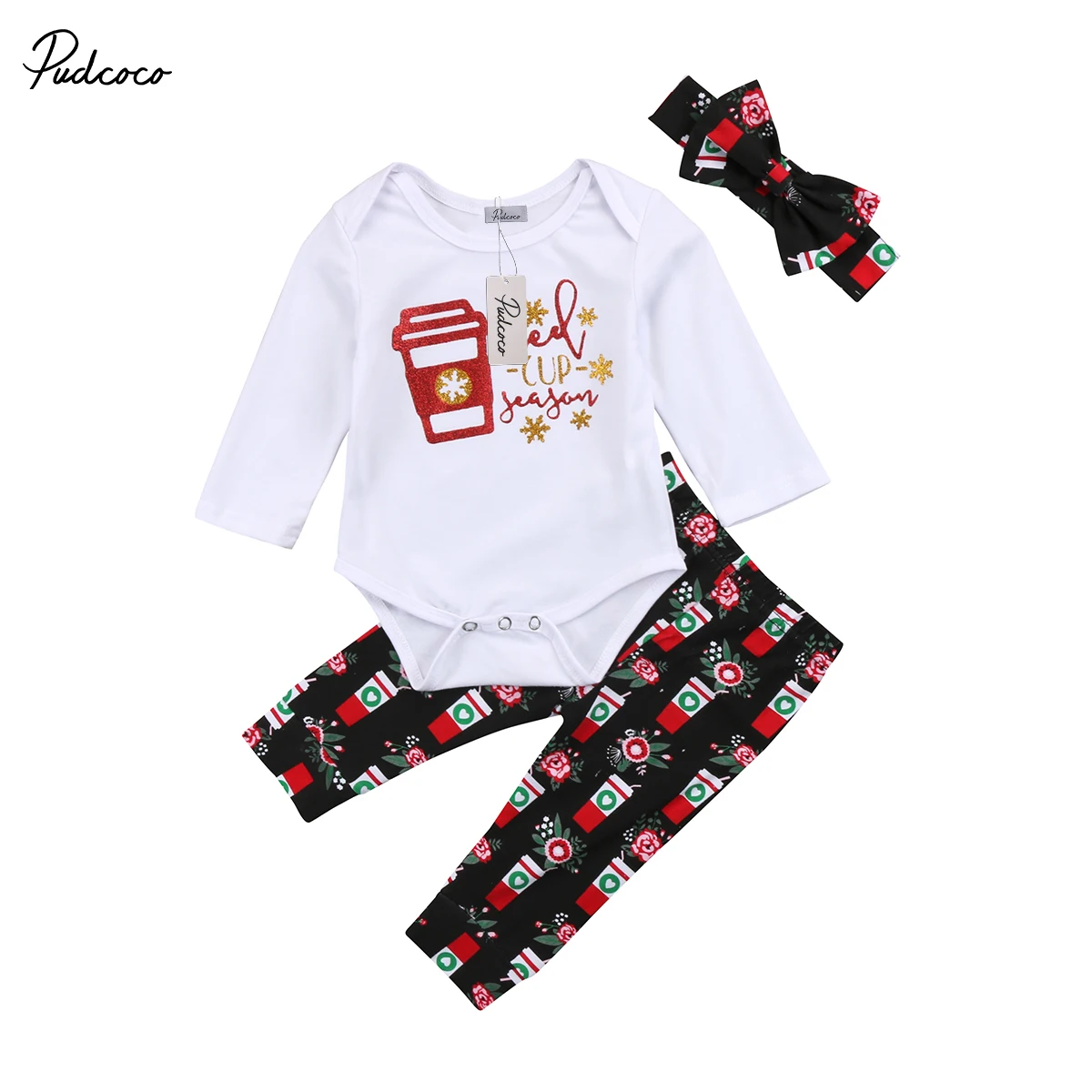 2018 Brand New Newborn Toddler Infant Baby Girls Boys Christmas 3Pcs Set Clothes Jumpsuit Romper Pants Headband Outfits Gift | Детская