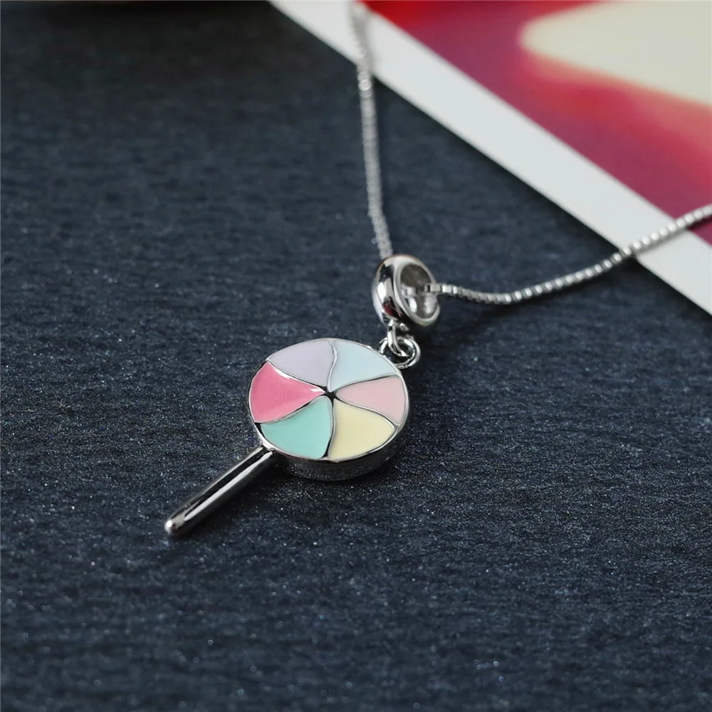 Весеннее цветное колье с подвеской леденец из глазури женское ювелирное изделие