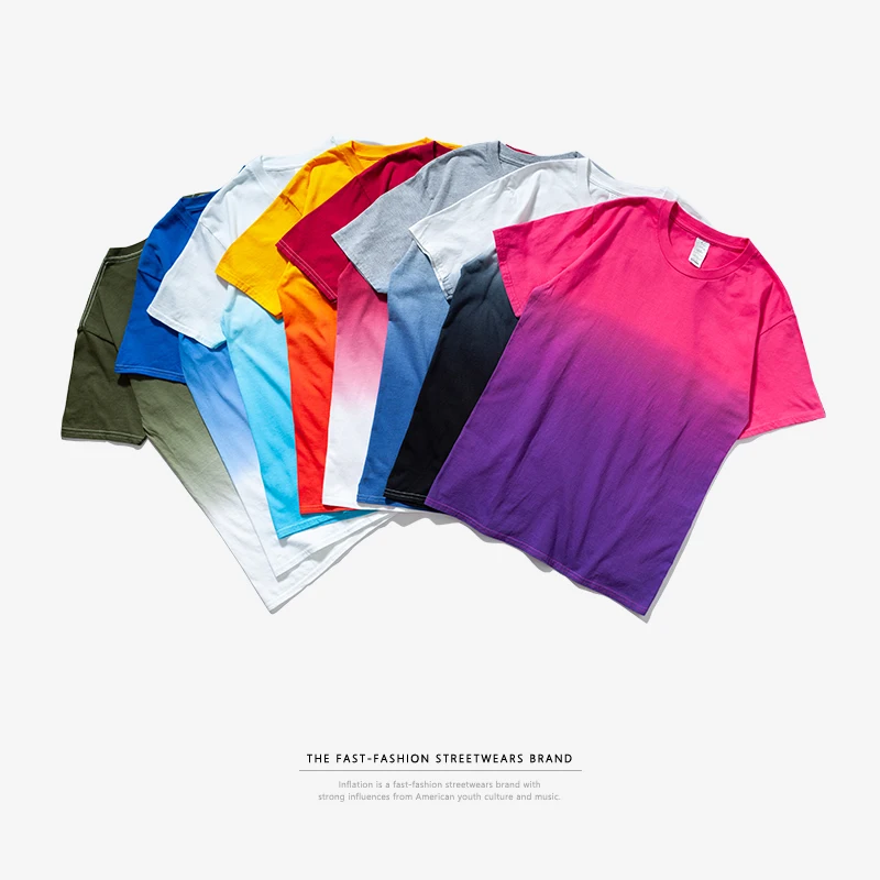 Инфляция футболка для мужчин Забавный Хип Хоп Dip Dye хлопок O средства ухода за