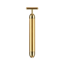 face skin care 24k gold t bar face lifting v shap slimming face pulse massager stick rids skin tightening care tool 15