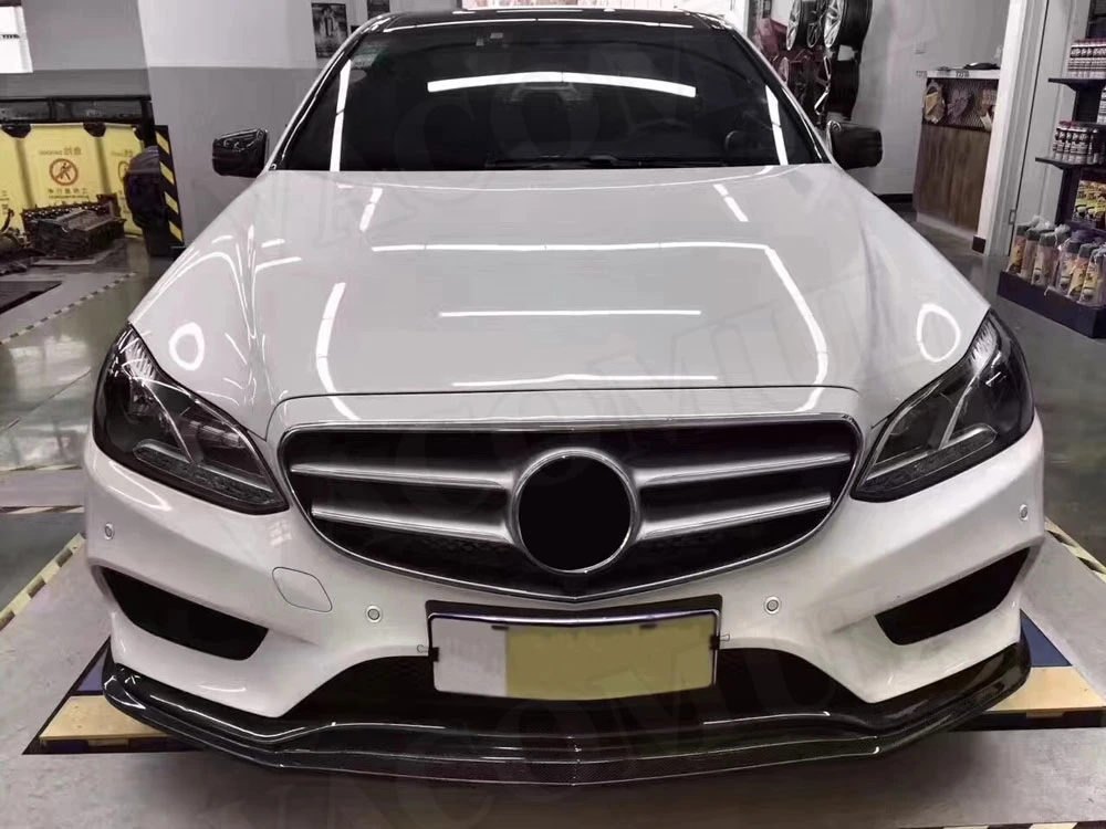Передний спойлер из углеродного волокна для Mercedes Benz E Class E260 E300 E400 Sport Sedan 4 двери FRP защита Бампера
