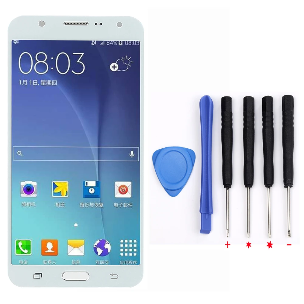 Black With Tools J700F Дисплей для samsung Galaxy J7 ЖК-дисплей J700 J700M J700H ЖК-дисплей Дисплей сенсорный Экран+ рамка в сборе для samsung j7 Экран - Цвет: Black With Tools