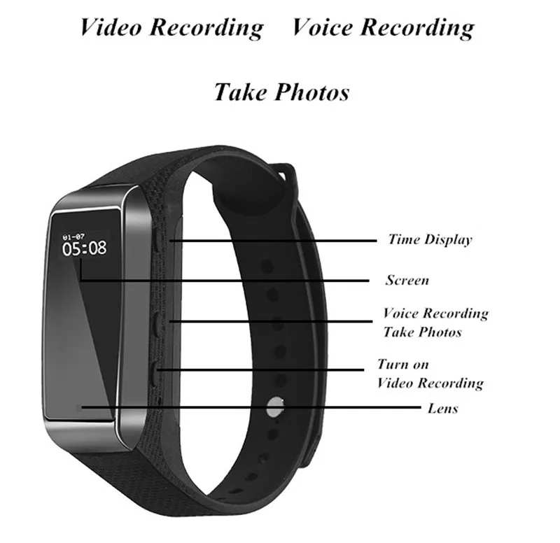 Bluetooth фитнес-трекер + HD камера браслет функция Спорт Цифровая микро мини