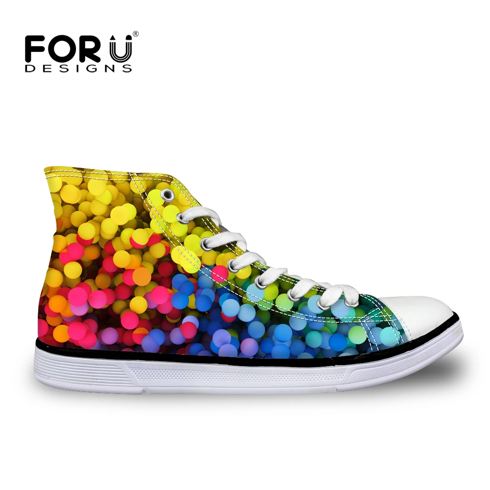 FORUDESIGNS Casual Women Canvas Shoes Rainbow Color Flat for Teenager Girls Ladies High Top chaussure femme | Обувь