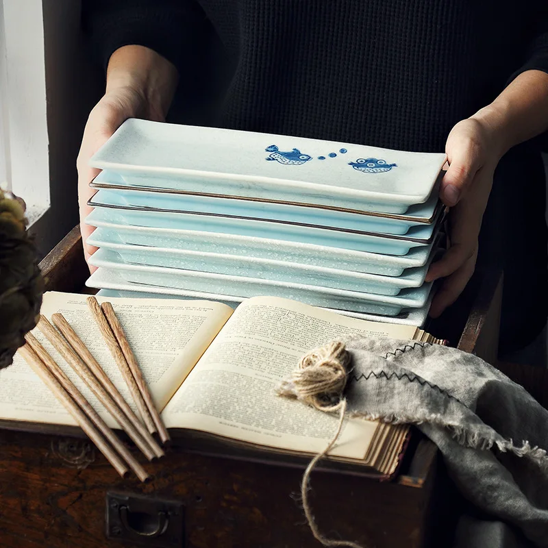 Десертные тарелки в японском стиле 1 шт. керамическая посуда креативные для