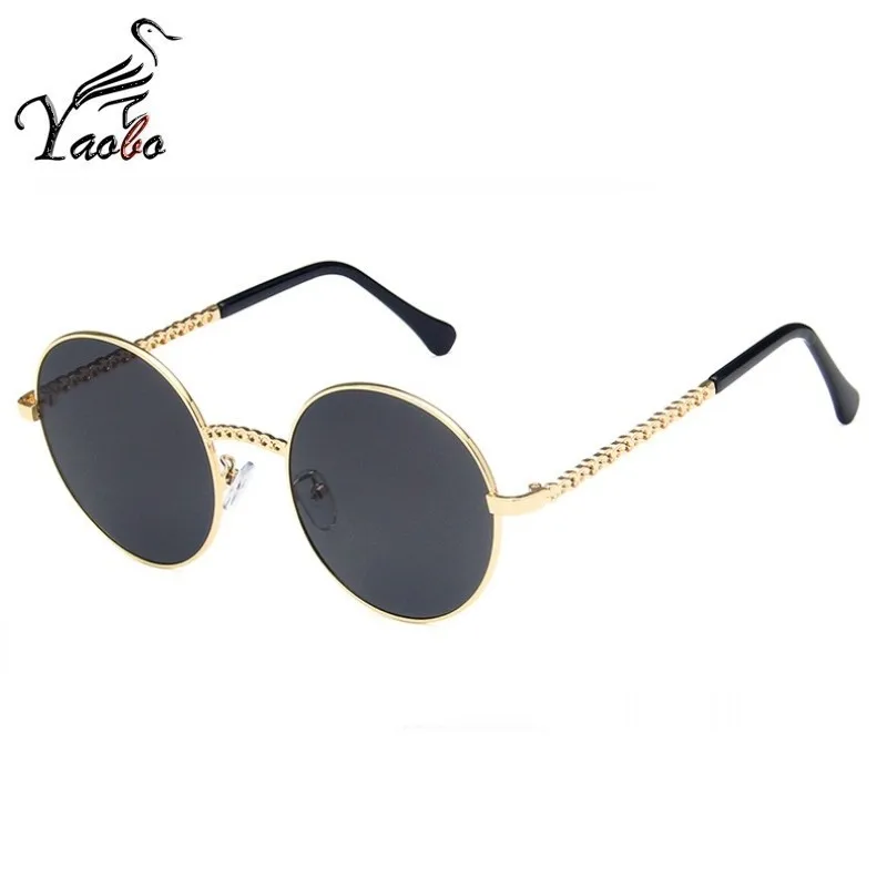 GOLD GREY Мода негабаритные Круглые очки с оправой для Для женщин Брендовая Дизайнерская обувь Винтаж очки Для мужчин женские градиентные оттенки UV400 - Цвет линз: GOLD GREY