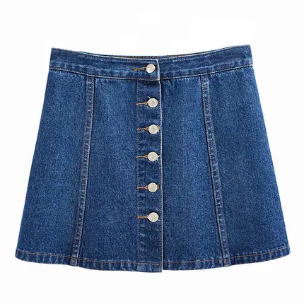 Горячие Лето 2017 г. Новый Юбки для женщин Джинсовые юбки Для s одной кнопки Jupe Femme