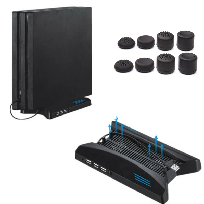 Многофункциональная вертикальная подставка для PS4 Pro с вентилятором охлаждения и
