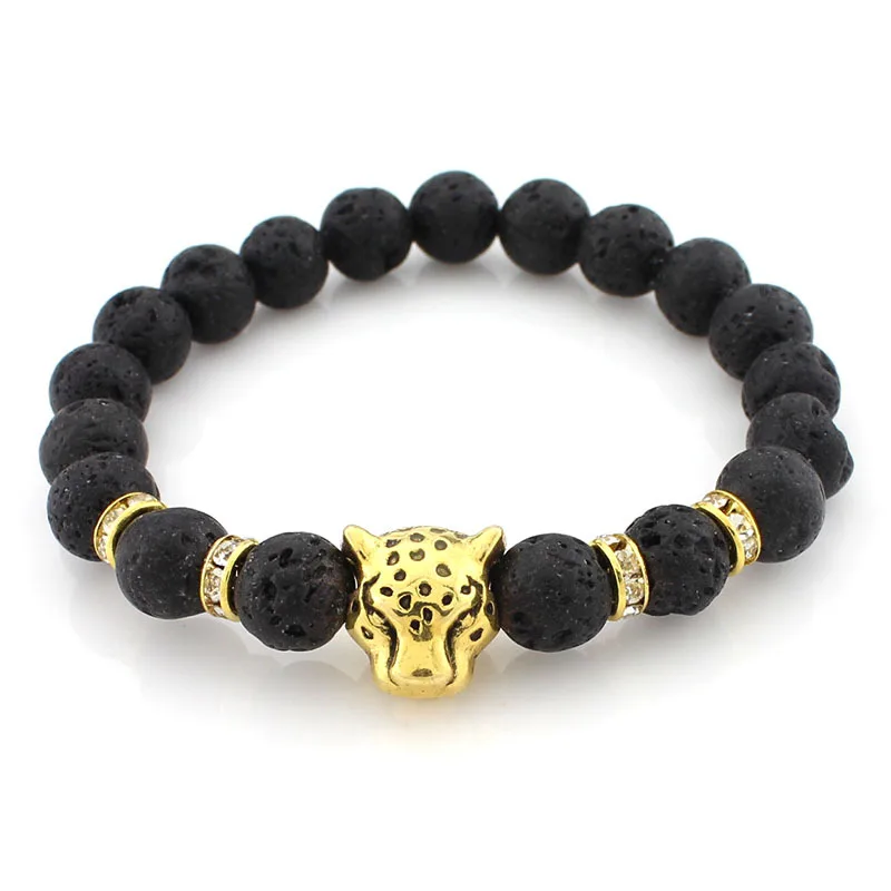Модные украшения унисекс Природный Вулканический камень leopard Шарм Плетёные
