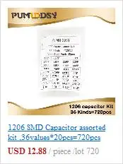 16 значений* 20 шт = 3 20 шт 1206 SMD конденсатор Ассорти Комплект 10pF~ 22 мкФ компонент diy Образцы комплект и