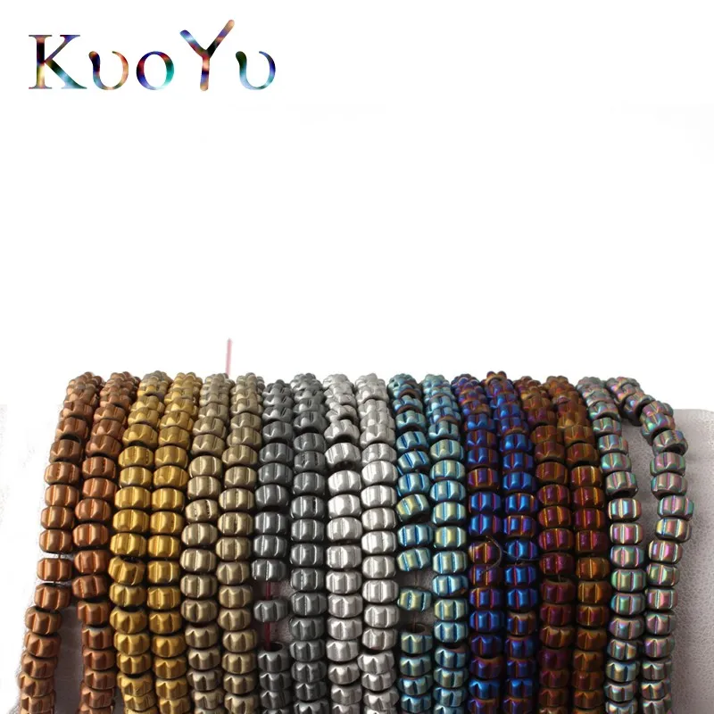 5x3mm Natural Stone Beads Matte Gold Sliver Blue Plated Hematite Loose Geometric Rondelle For Jewelry Making Diy Bracelet | Украшения и