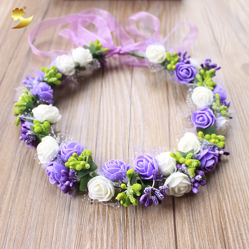 XinYun Women Adjustable Rose Flower Headbands Crown Beach Wedding Wreath Hairband Bridal Hair Ornament | Украшения и аксессуары
